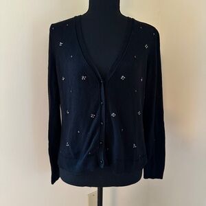 *ELLE* Black Gem Long Sleeve Button Down Cardigan Size Large